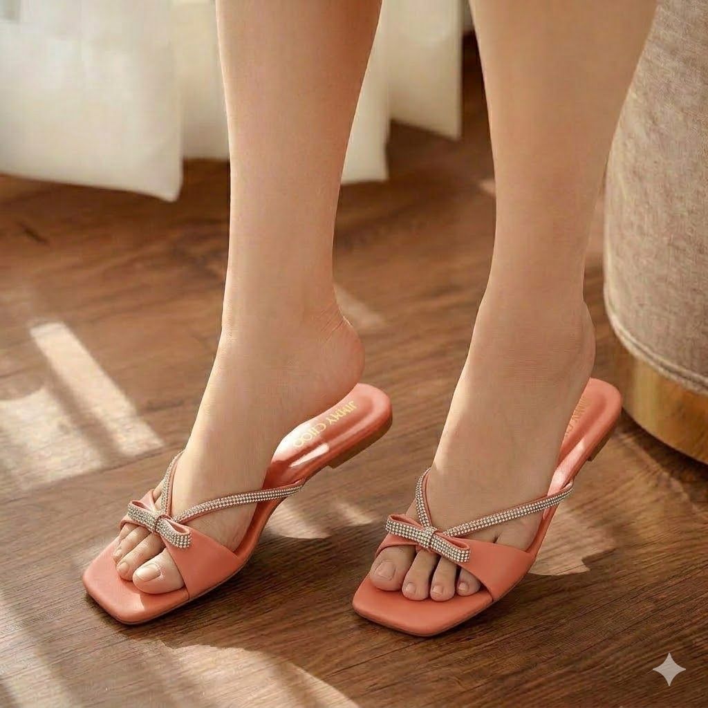 Jimmy Choo Crystal Bow Thong Flat Sandals