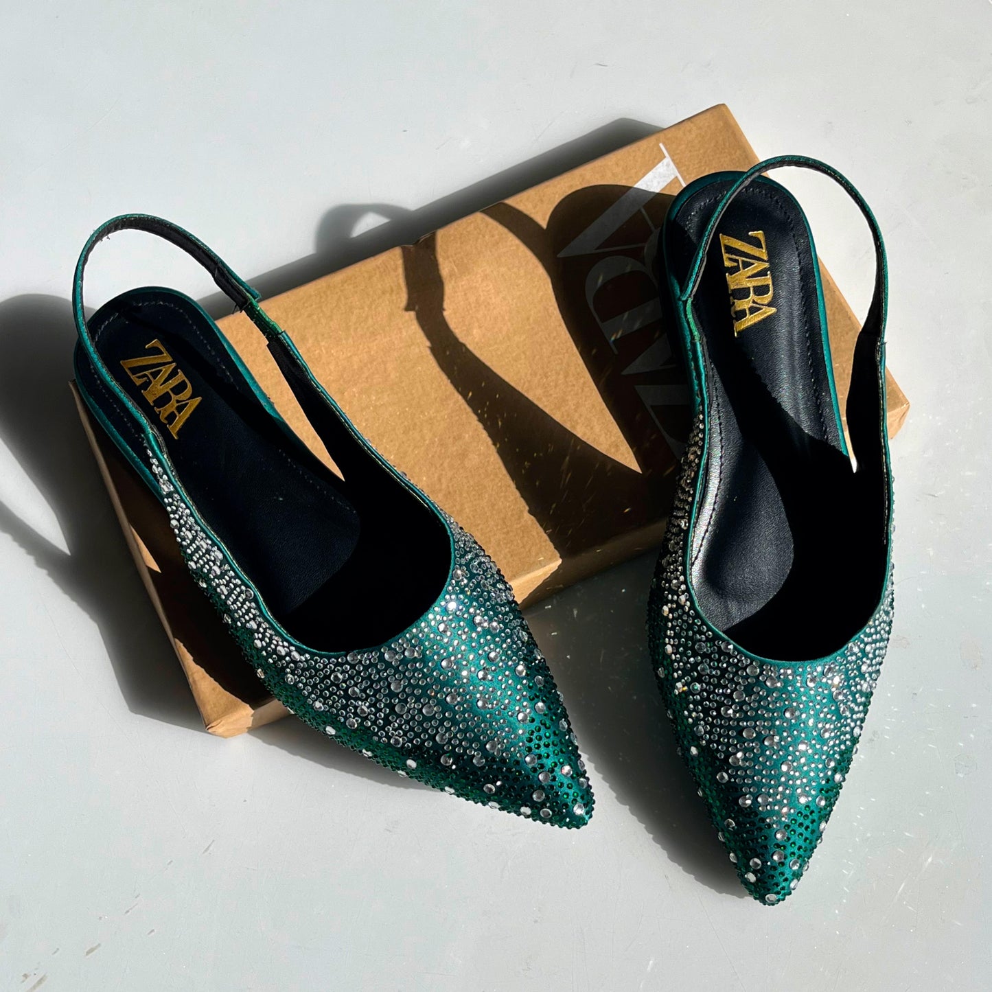 ZARA Rhinestone Slingback Heels