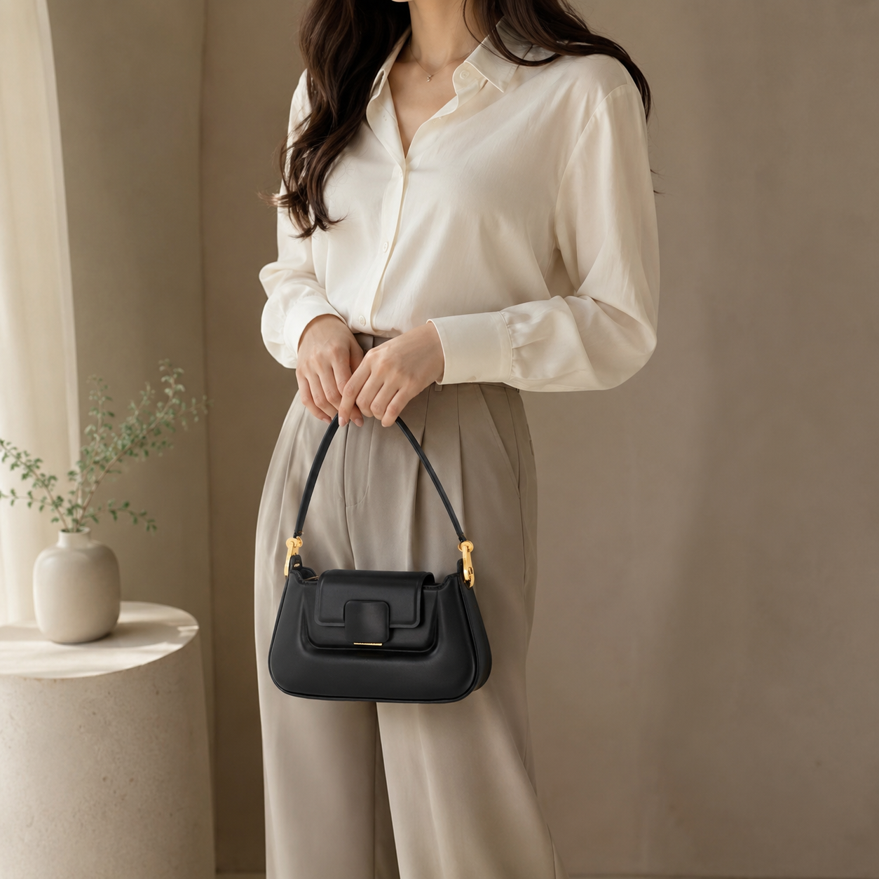 Charles & Keith | Koa Push-Lock Top Handle Bag
