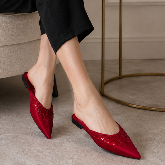 ZARA Crystal Satin Mules