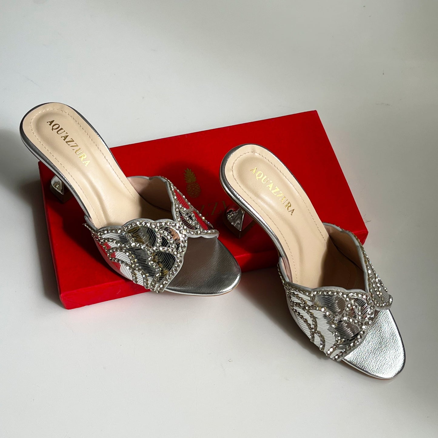 Aquazzura Crystal Heeled Mules