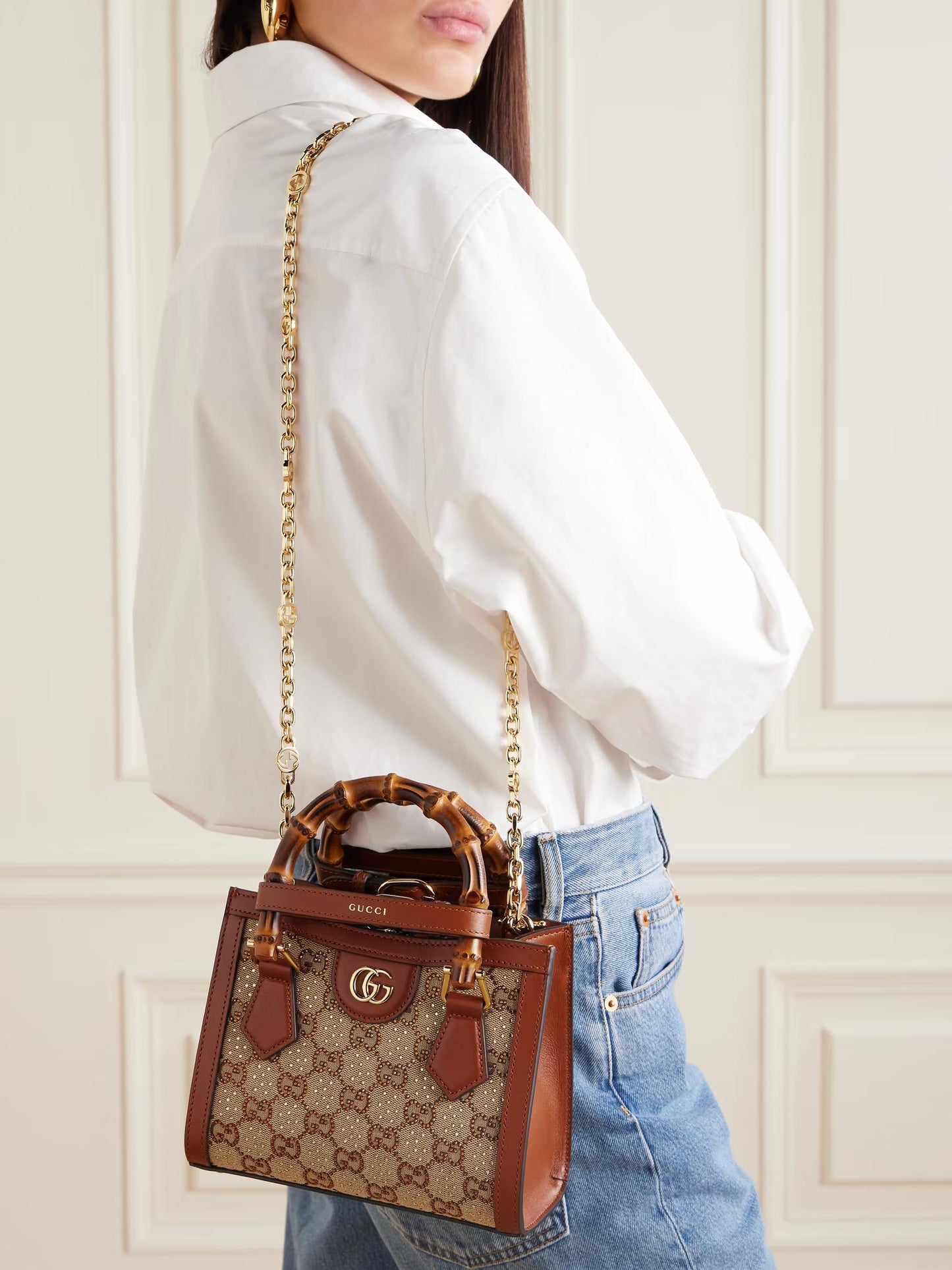 Gucci Diana crystals small tote bag