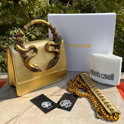 Roberto Cavalli Snake Embellished Handbag