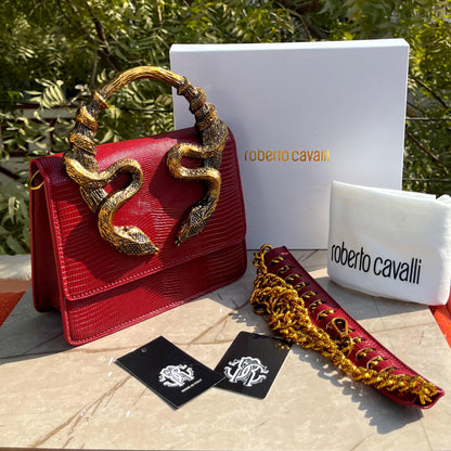 Roberto Cavalli Snake Embellished Handbag