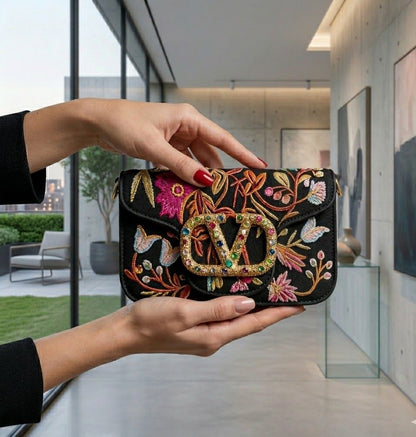 Valentino Garavani Vain Floral Embroidered Shoulder Bag