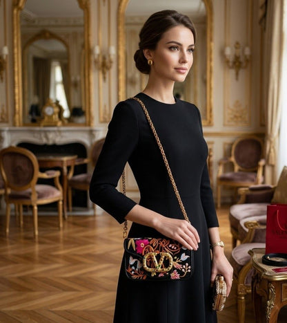 Valentino Garavani Vain Floral Embroidered Shoulder Bag