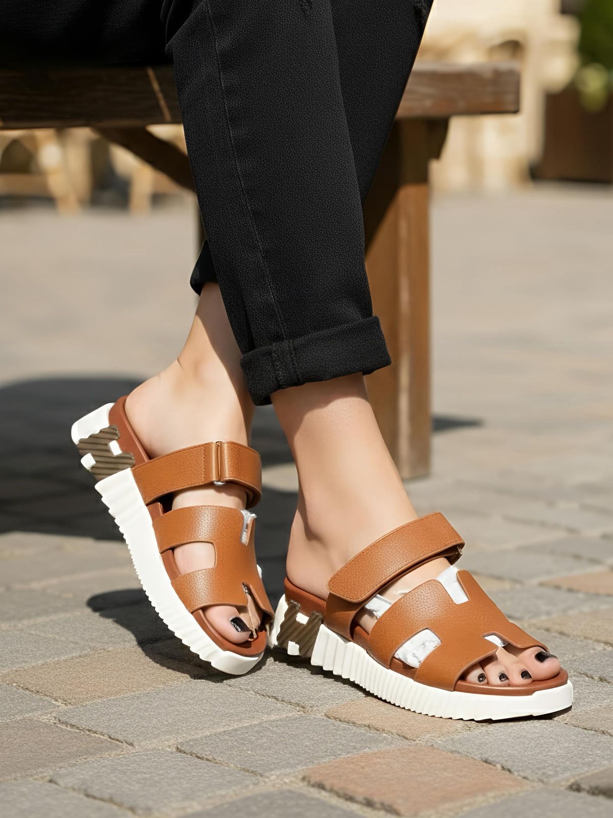 Hermès Infra Sandals – Black Calfskin Leather