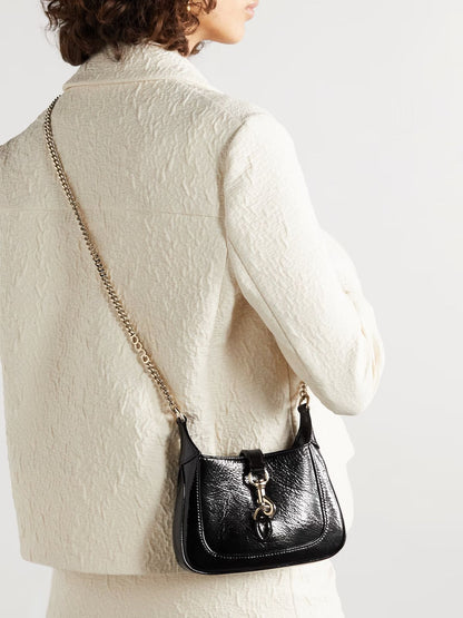 Gucci Jackie Notte Mini Patent Leather Shoulder Bag