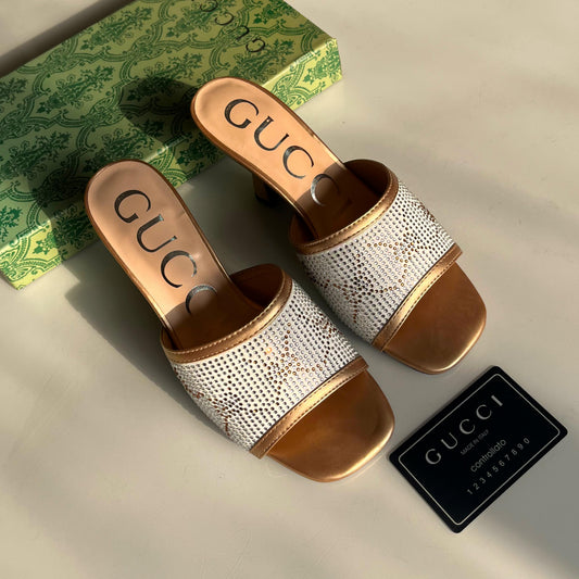 Gucci GG 75 Crystal Embellished Mesh Mules