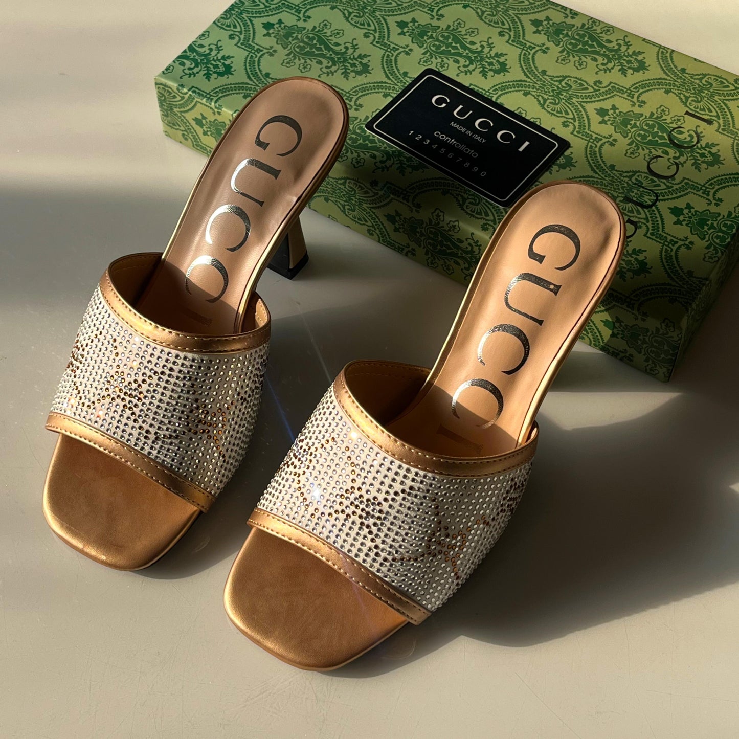 Gucci GG 75 Crystal Embellished Mesh Mules