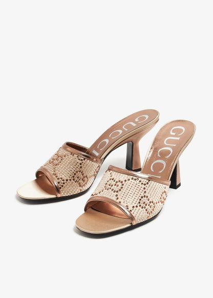 Gucci GG 75 Crystal Embellished Mesh Mules