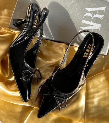 ZARA Patent Red Slingback Heels