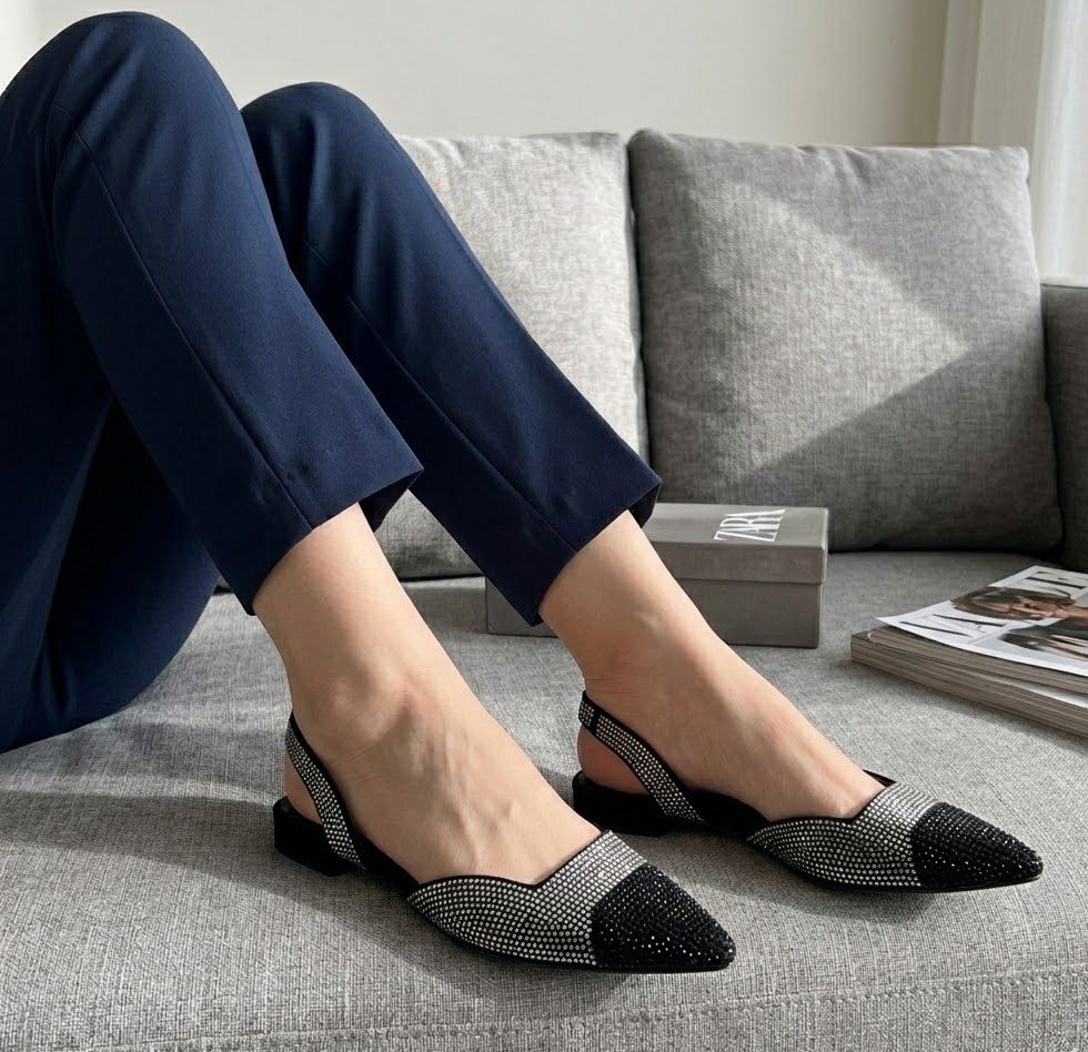 Zara Stone Slingback Flats