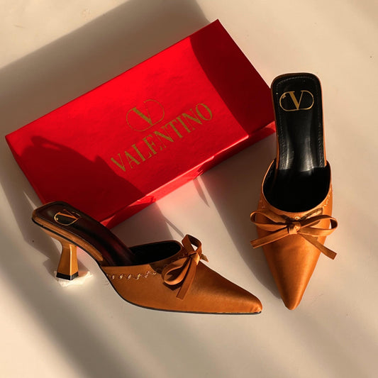 Valentino Garavani Yolande Satin Bow Mule Pumps