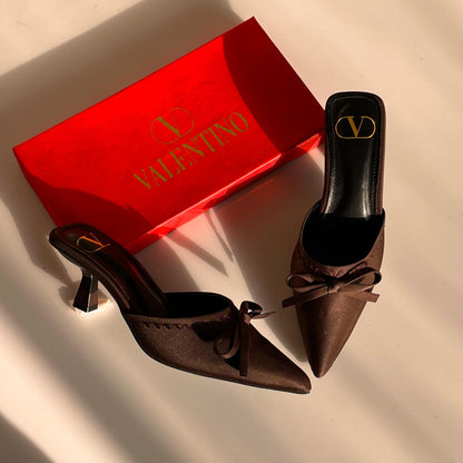 Valentino Garavani Yolande Satin Bow Mule Pumps