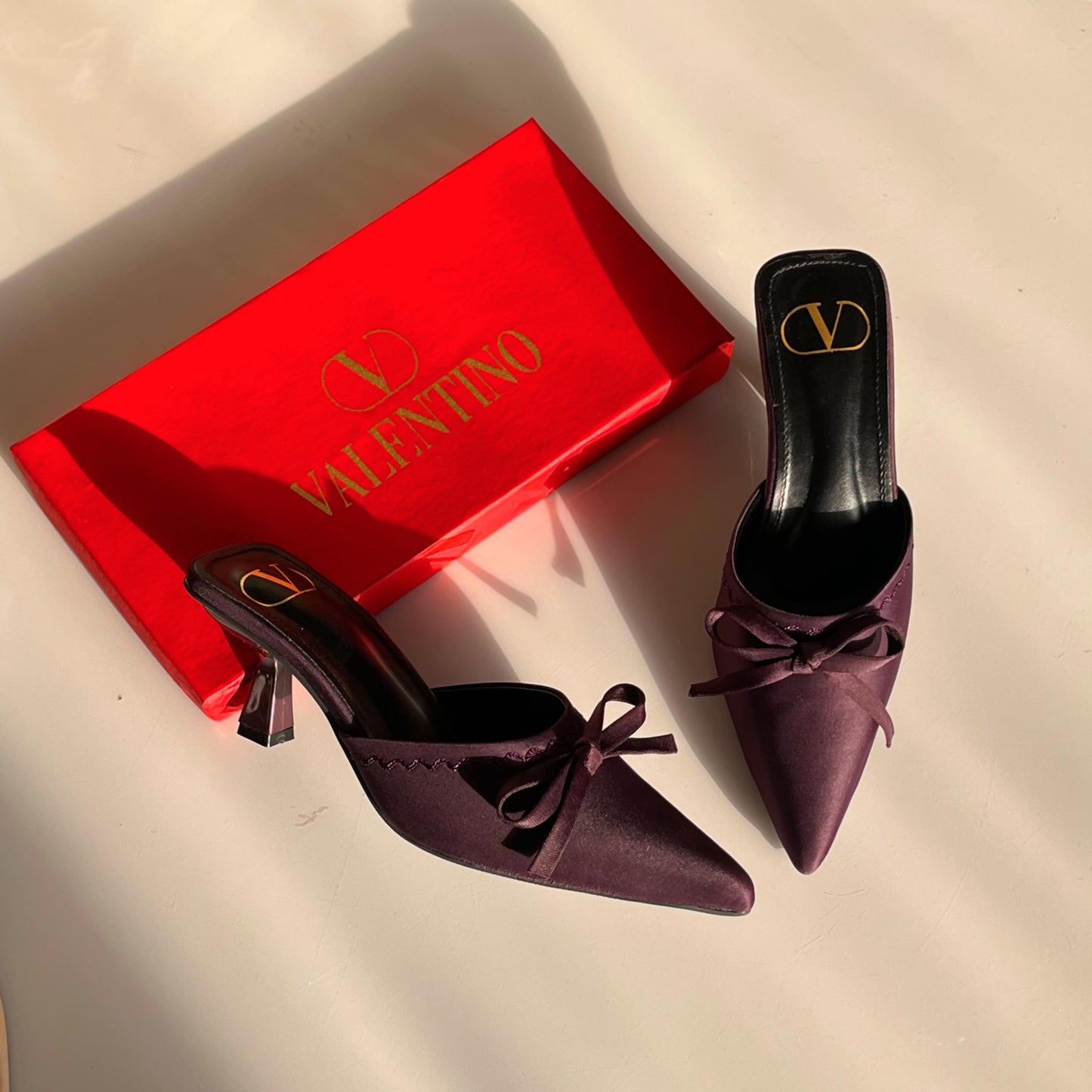 Valentino Garavani Yolande Satin Bow Mule Pumps