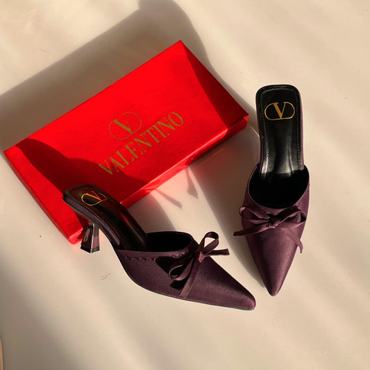 Valentino Garavani Yolande Satin Bow Mule Pumps