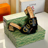 Gucci Inspired Metal-Letter Embellished Slide Sandals