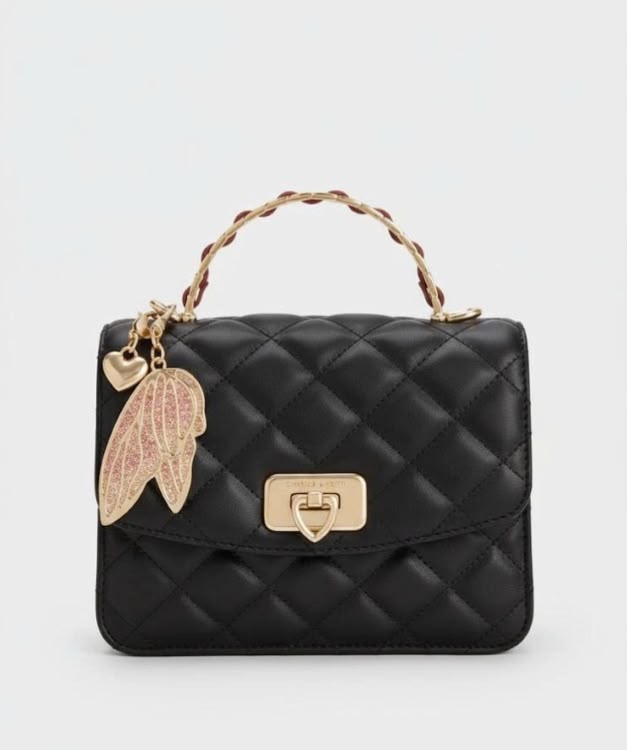 CHARLES & KEITH | Cressida Quilted Top Handle Bag With Bag Charms