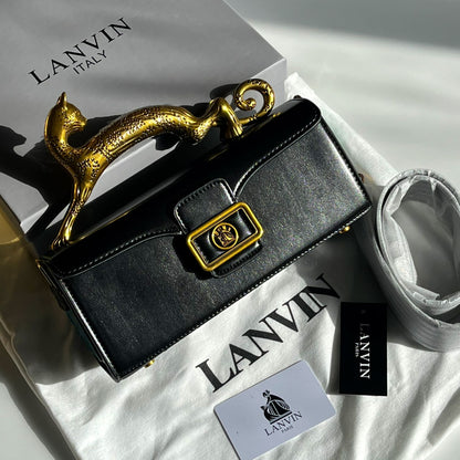 LANVIN | Pencil Cat Bag in Shiny Leather & Rhinestones