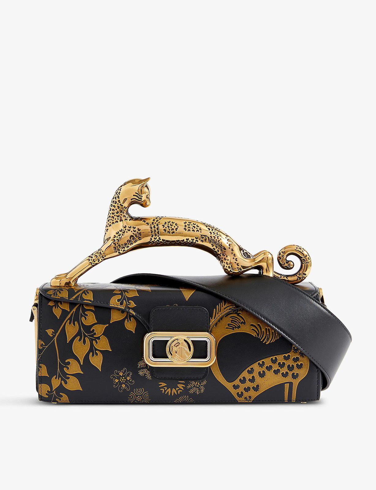 LANVIN | Pencil Cat Bag in Shiny Leather & Rhinestones