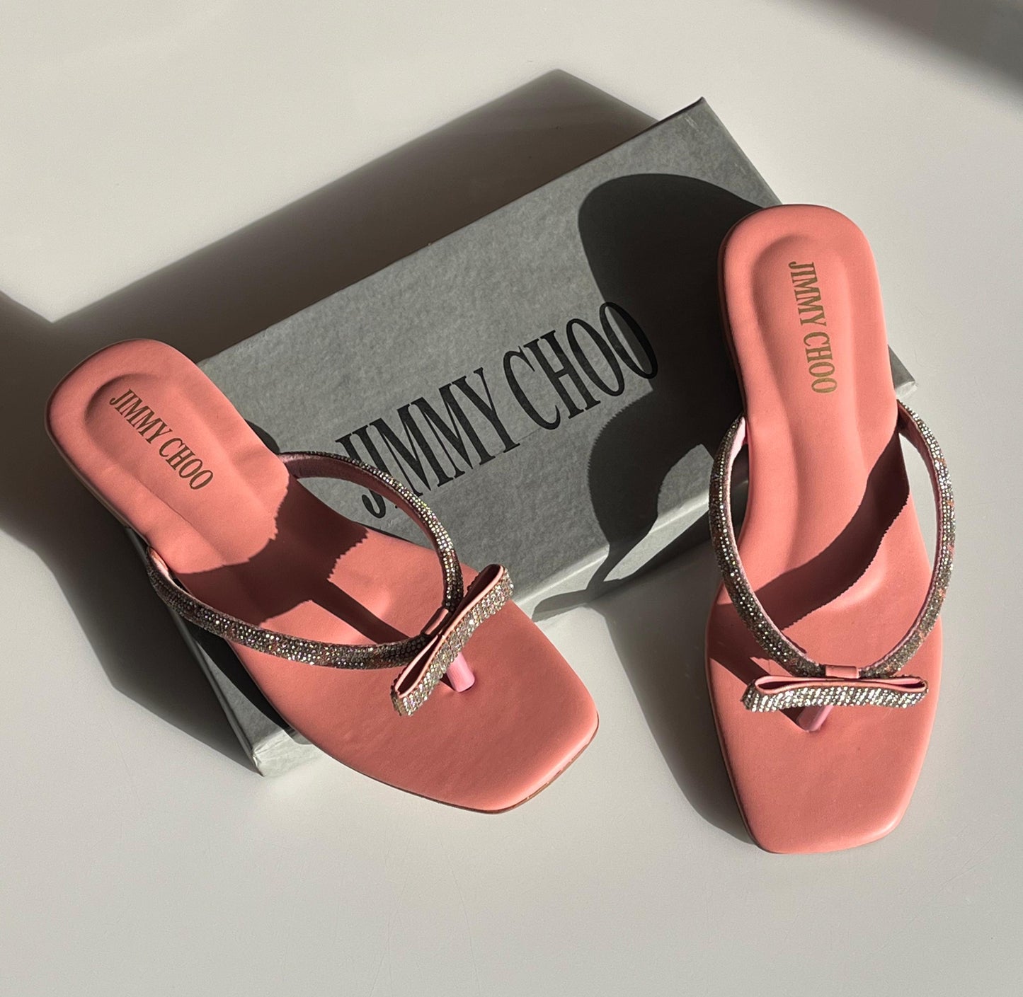 Jimmy Choo Crystal Bow Thong Flat Sandals
