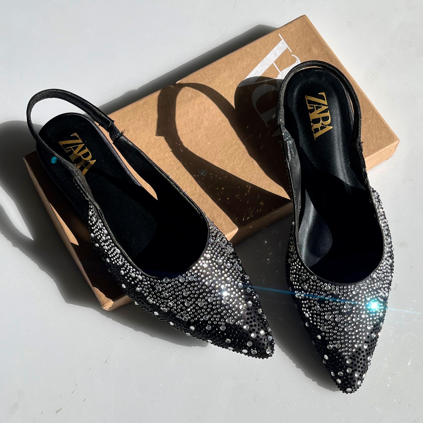 ZARA Rhinestone Slingback Heels