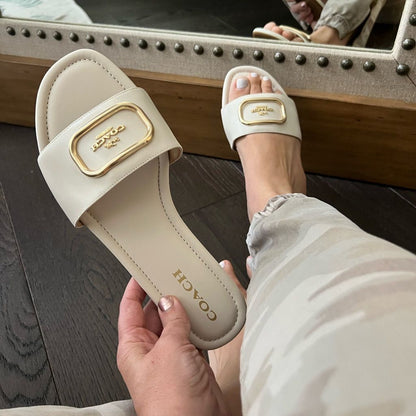 COACH Evy Leather Slip-On Sandals