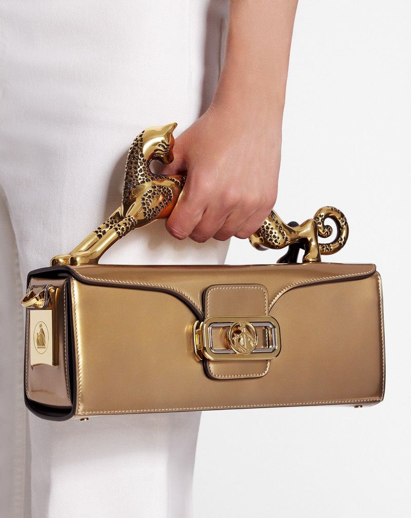 LANVIN | Pencil Cat Bag in Shiny Leather & Rhinestones